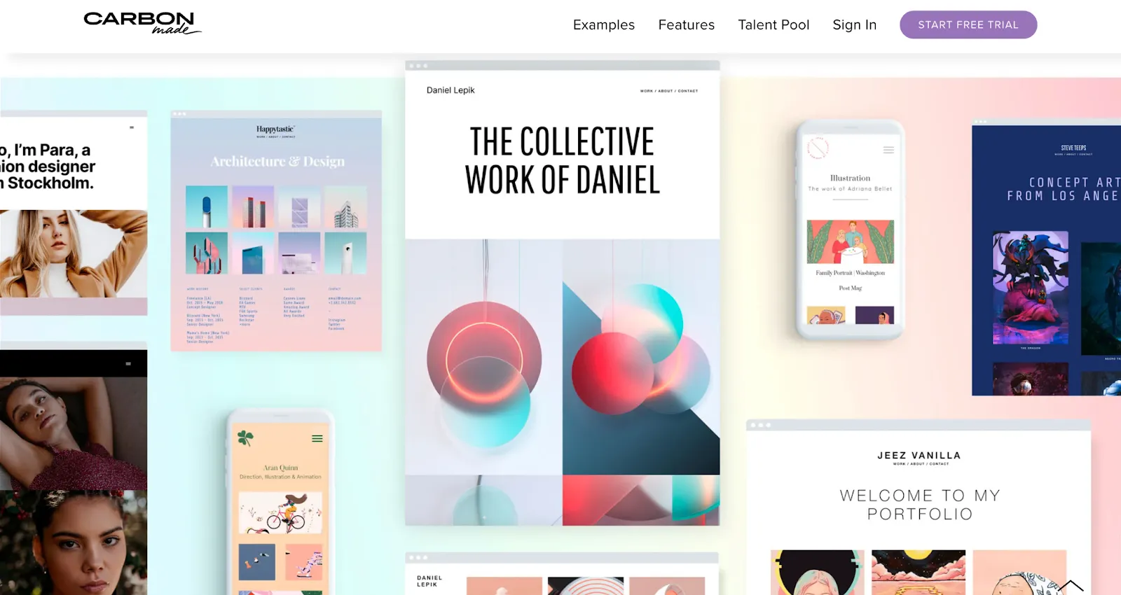 Screenshot of Carbonmade portfolio examples