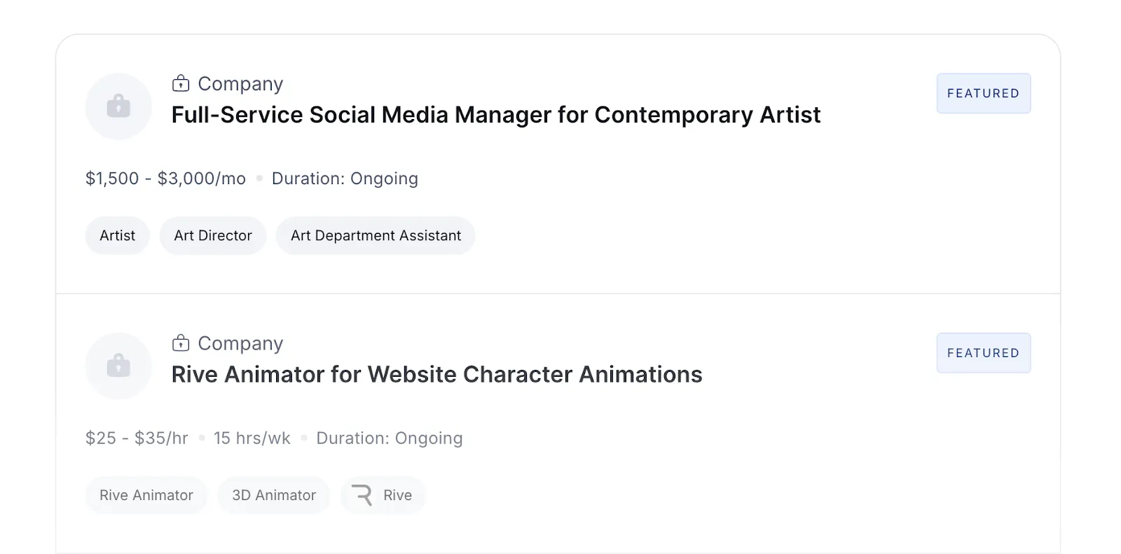 Screenshot of Upwork job listings for freelancers