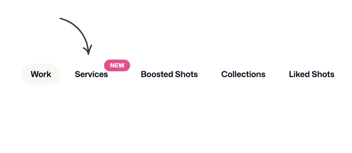 Screenshot of Dribbble profile navigation tabs