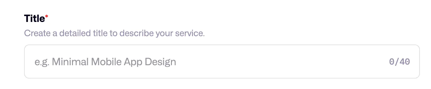 Screenshot of the service title field when creating a Dribbble service