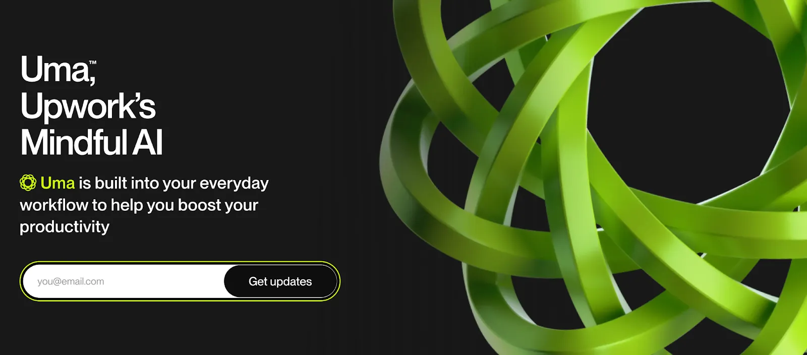 Screenshot of Upwork's Uma AI feature page