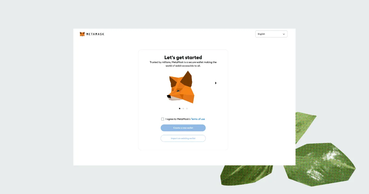 Screenshot of a crypto wallet get-started screen