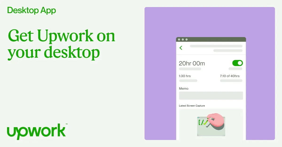 Screenshot of the Upwork desktop app promotion
