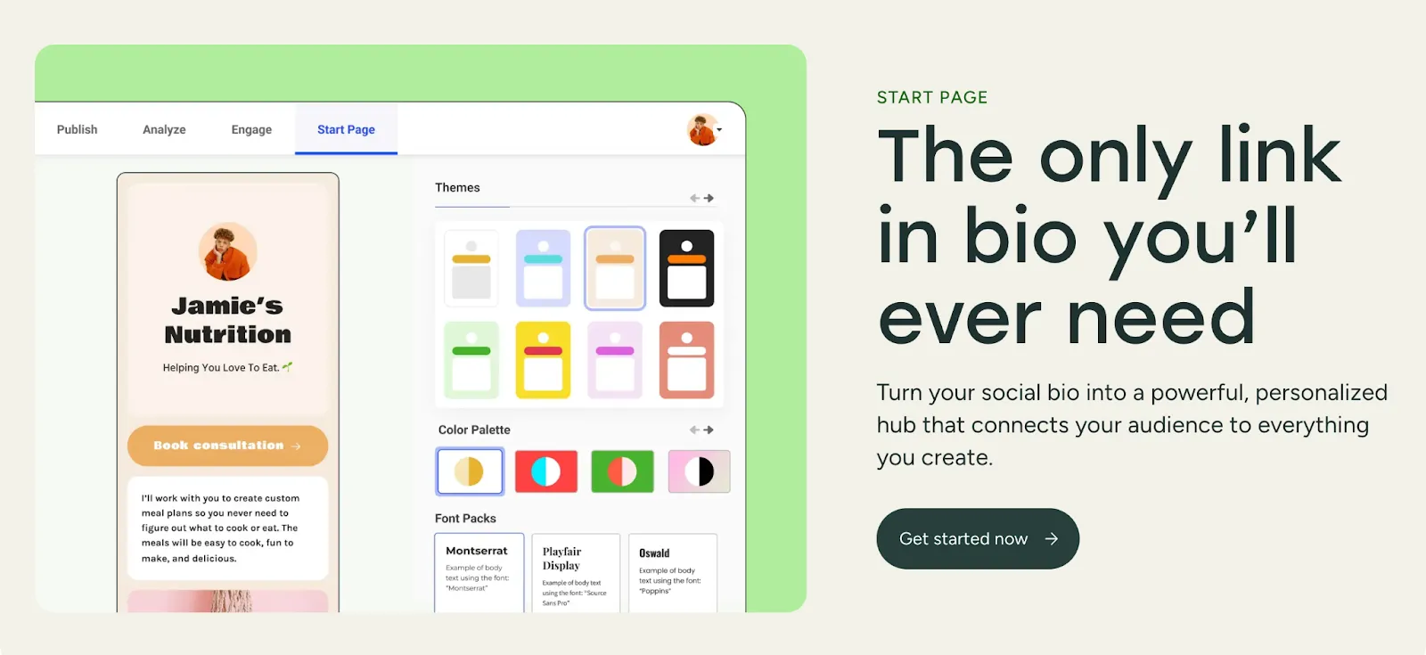 Screenshot of a link-in-bio tool homepage