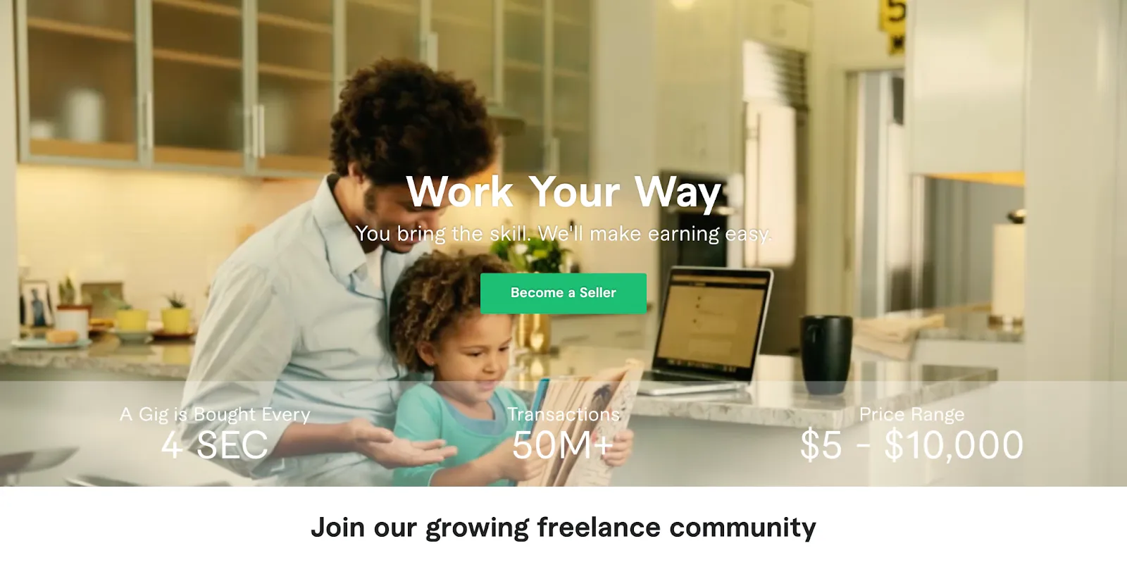 Screenshot of a freelance community homepage