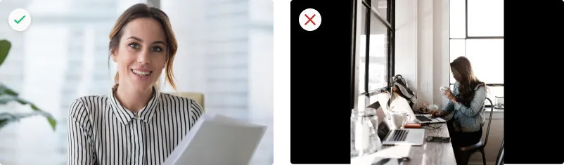 A comparison of a professional profile photo and an unprofessional one