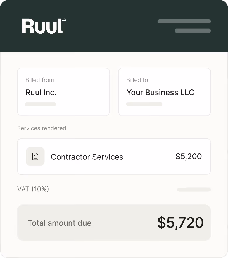 Business VAT invoice and tax-ready documents in Ruul