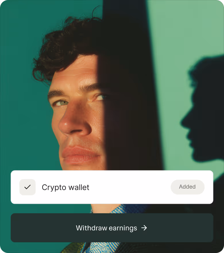 Ruul app: payout methods list with a saved withdrawal method.